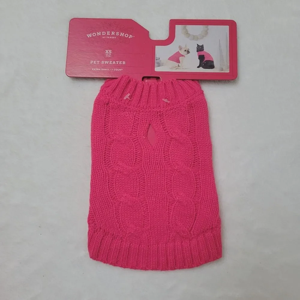 Wondershop Pet Sweater for Dogs and Cats Solid Red Size XS Extra Small New
